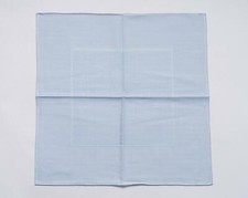Zilli 100 New Light Blue 100 Cotton Zilli Print Handkerchief Hand Made 15.5"