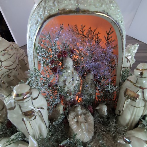VTG Fiberoptic Nativity Scene Glazed Ceramic Christmas Decor Table Display Piece - Picture 16 of 16