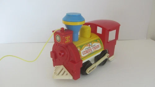 VINTAGE 1973 FISHER PRICE CIRCUS TRAIN #991 LOCOMOTIVE WITH PULL STRING