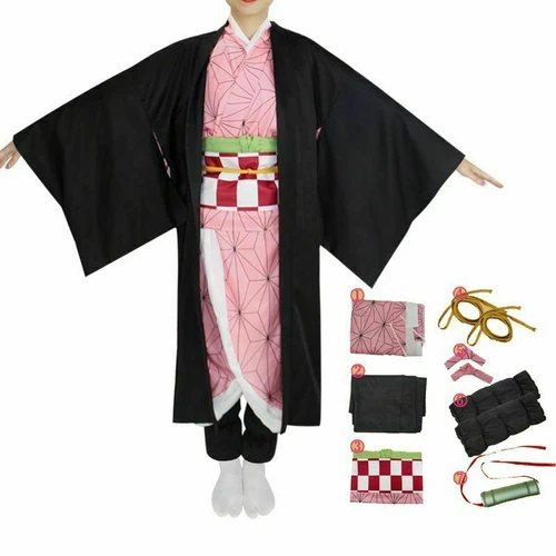 Anime Demon Slayer: Kimetsu no Yaiba Kamado Nezuko Cosplay Kostüm Halloween DE-- - Bild 14 von 17