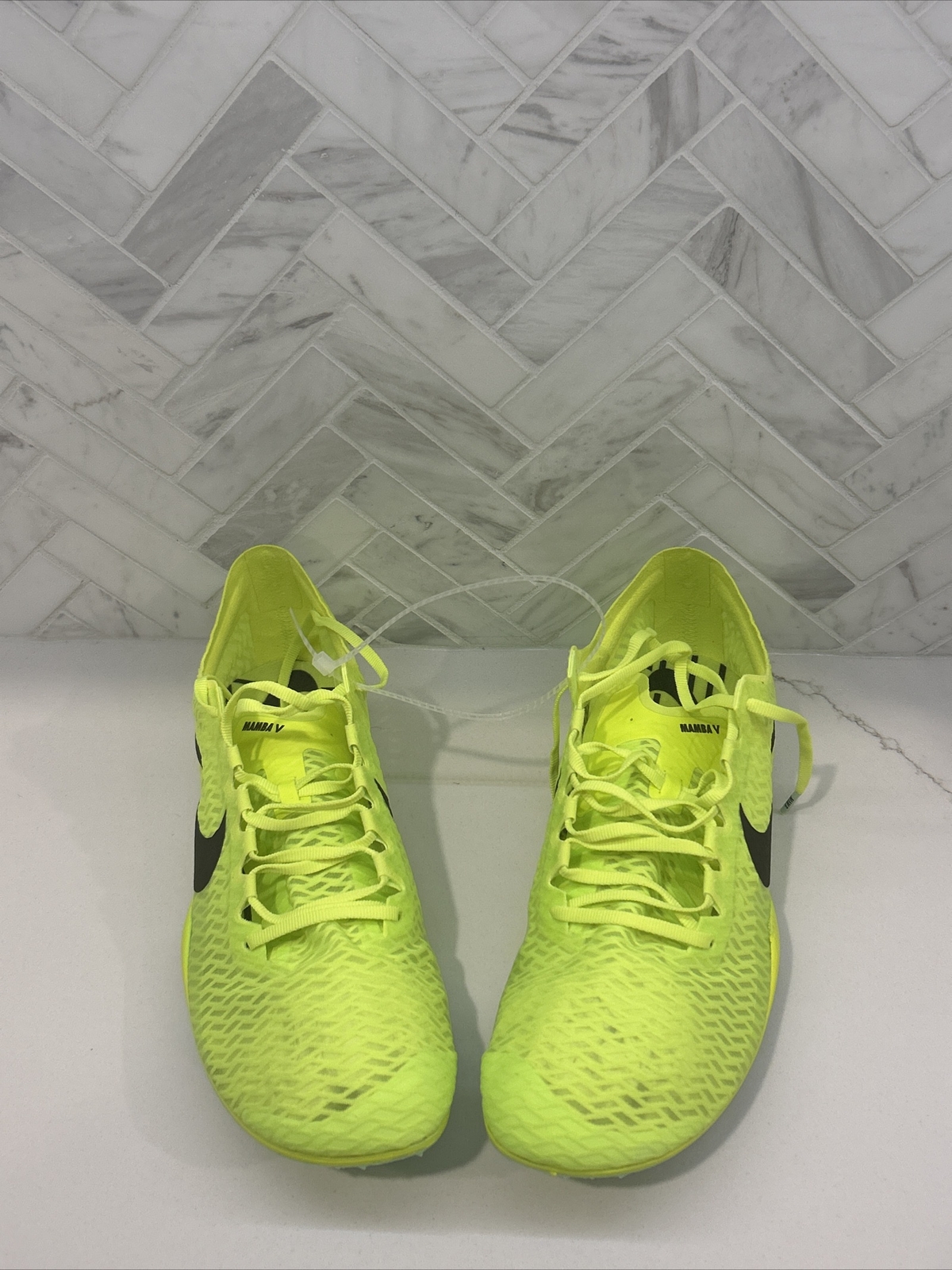 Nike Zoom Mamba V Track Spikes Shoes Volt Green Field Men's Size 10.5