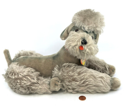 Steiff Snobby Grey Poodle 1960s Dog 35cm 14in ID Button Tags Steiff Snobby Grey Poodle 1960s Dog 35cm 14in ID Button Tags