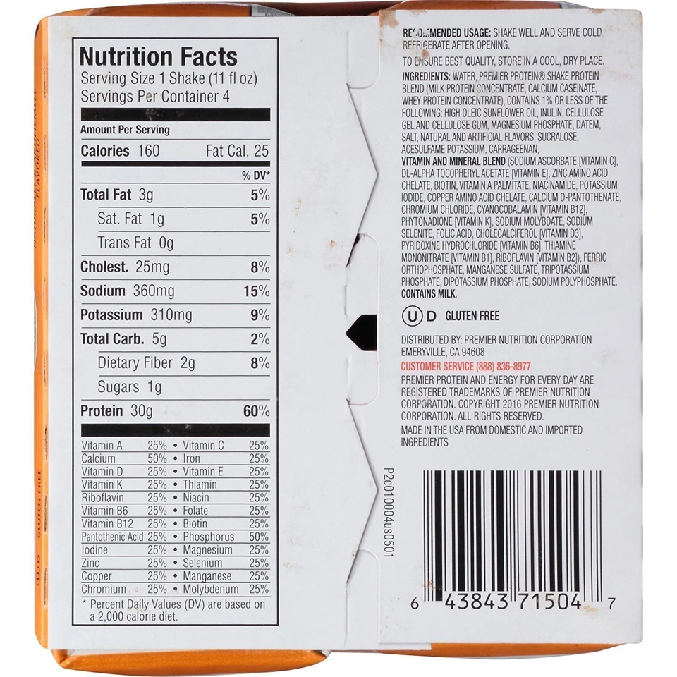 Premier протеин карамельные коктейли, 30 г белка, 1 г сахара, 4 штуки, 11 жидк. унций каждый - Изображение 4 из 4