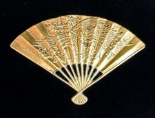 MCM Vintage Solid Brass Oriental Hand Fan Wall Decor  Raised Dragon Design