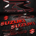 2x  8" Logo Decal + 2x 6.25" GSXR Fairing Emblem Sticker Bikes 2-Tone Black/Red