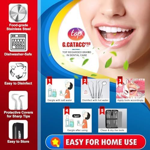 Dental Tools Teeth Cleaning Kit Stainless Steel Pick Mouth Mirror Tartar Remover - Picture 5 of 8