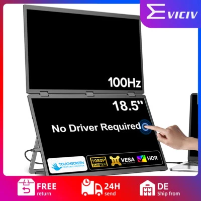 EVICIV Monitor Portatile 18,5 Pollici UStation Max Touch Pieghevole Doppio FHD 100Hz