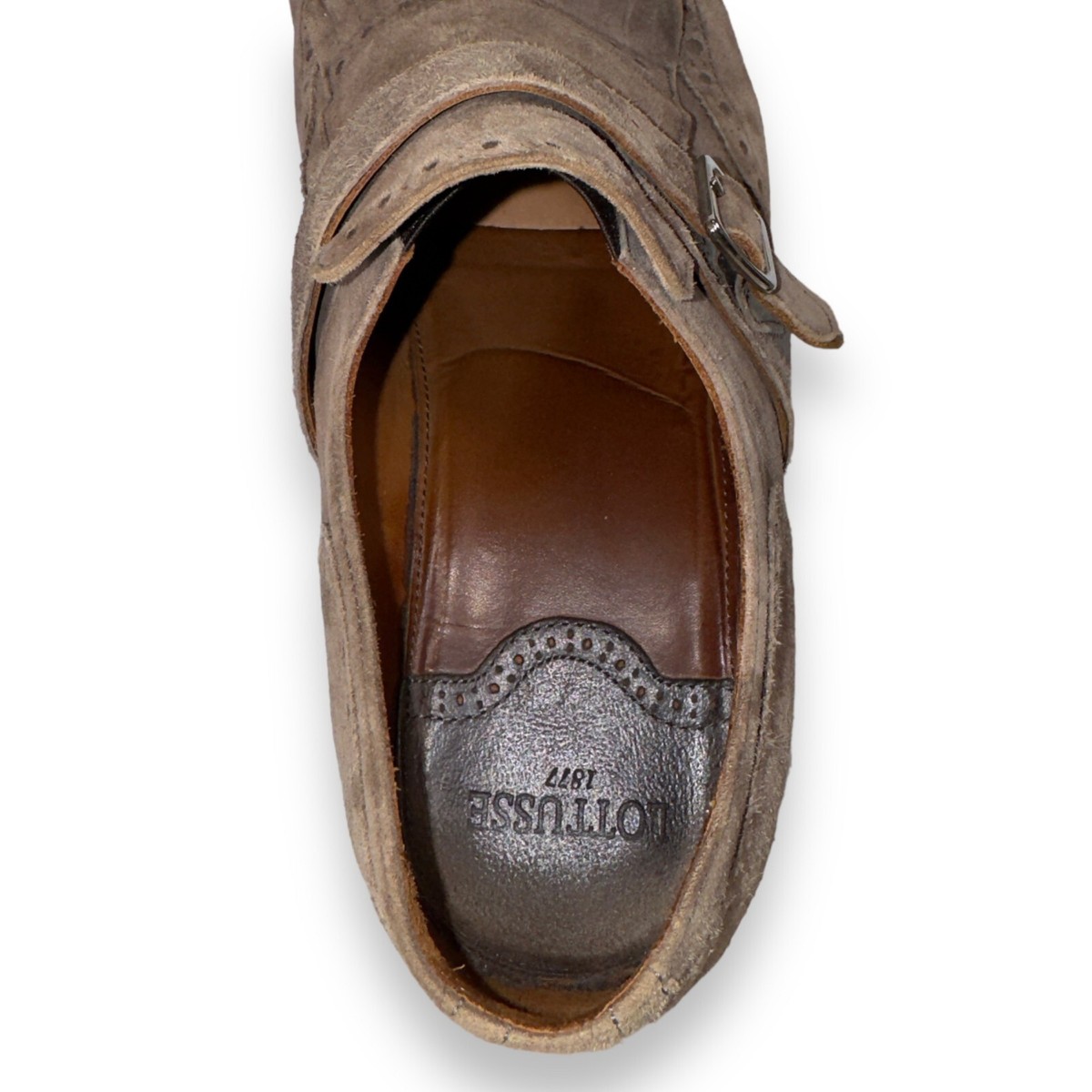 Lottusse Plomo Suede Monk Strap Kiltie Wingtip Loafers Brown  display picture 1