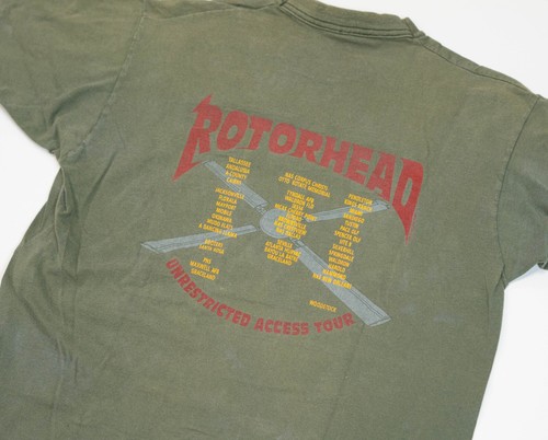 T-shirt vintage Rotorhead Tour homme taille XL vert délavé point unique Woodstock - Photo 11/15
