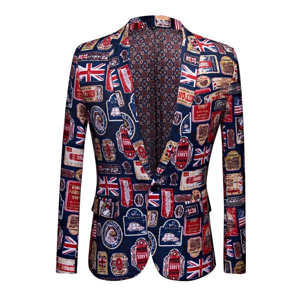 Moda Cachemira Hombres Chaquetas Blazer Calce Ajustado Esmoquin Muesca Solapa Floral Informal Foto 3 de 4