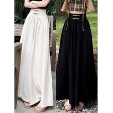 Summer Women Chinese Traditional Pants Lady Comfortable Baggy Wide Leg Straight