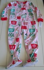 Girls Carter's Pink Christmas Cupcake Fleece Footed Pajamas 12M