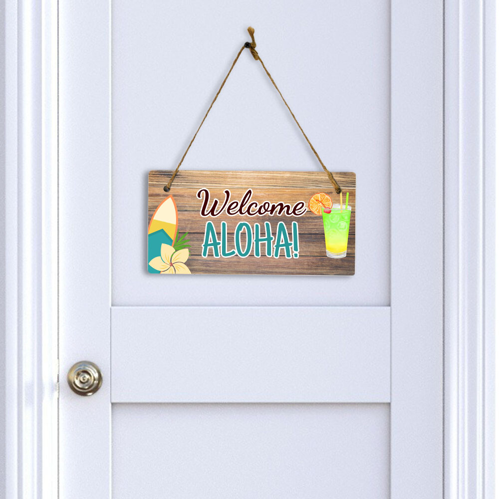 Welcome Aloha! 5x10 Hanging Plus Wall or Door Sign | Home Decor | eBay