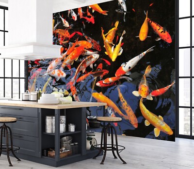 3D Golden Koi H3883 Tapete Wandbild Selbstklebend Abnehmbare Aufkleber Erin
