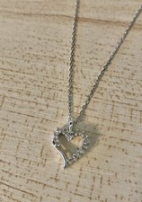 Sterling Silver 925 Diamond Heart Pendant Necklace 18 Inches