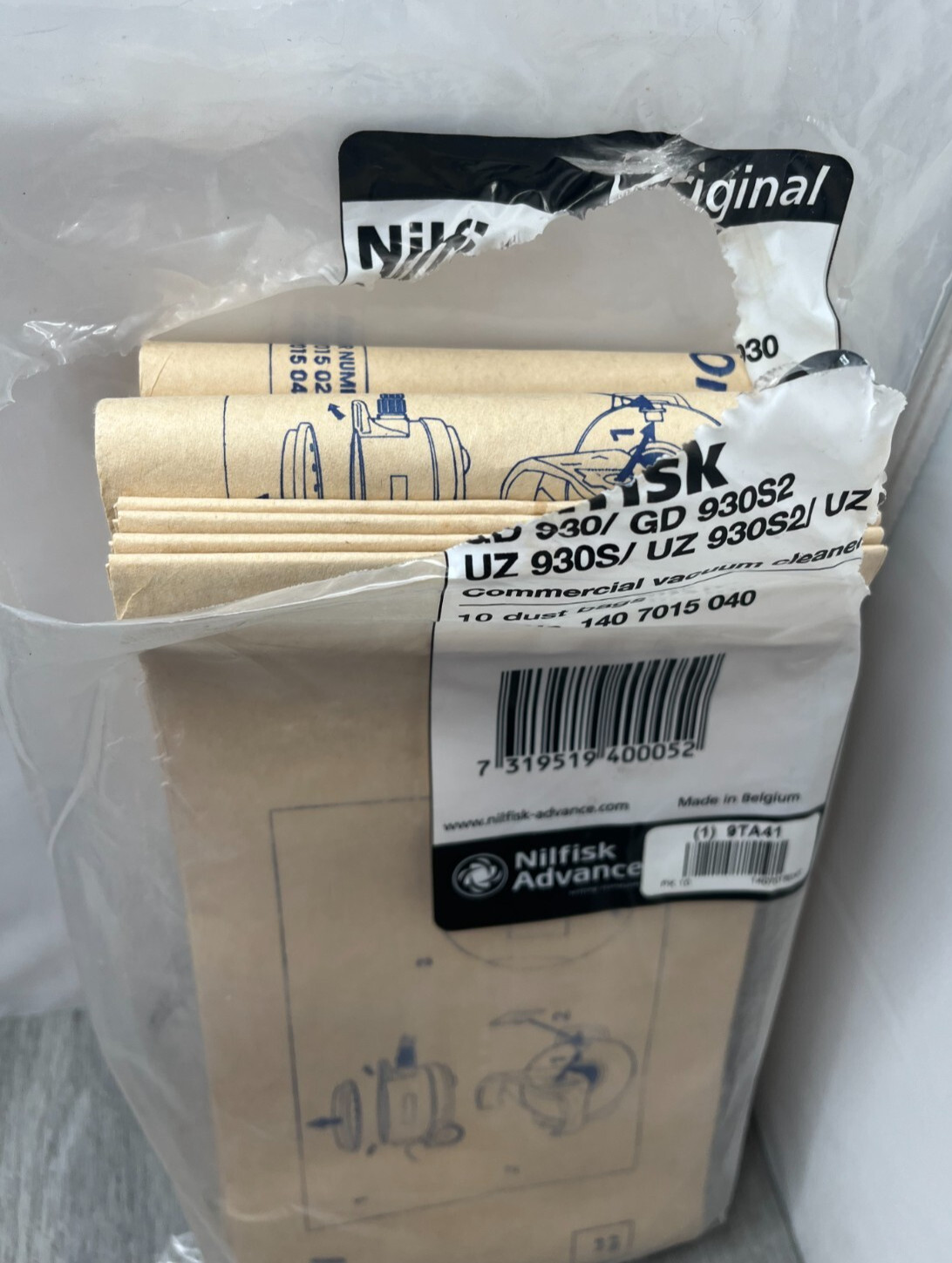 10ct Nilfisk Advance Commercial Vacuum Cleaner Bags for GD 930/930S2, UZ 930S ..