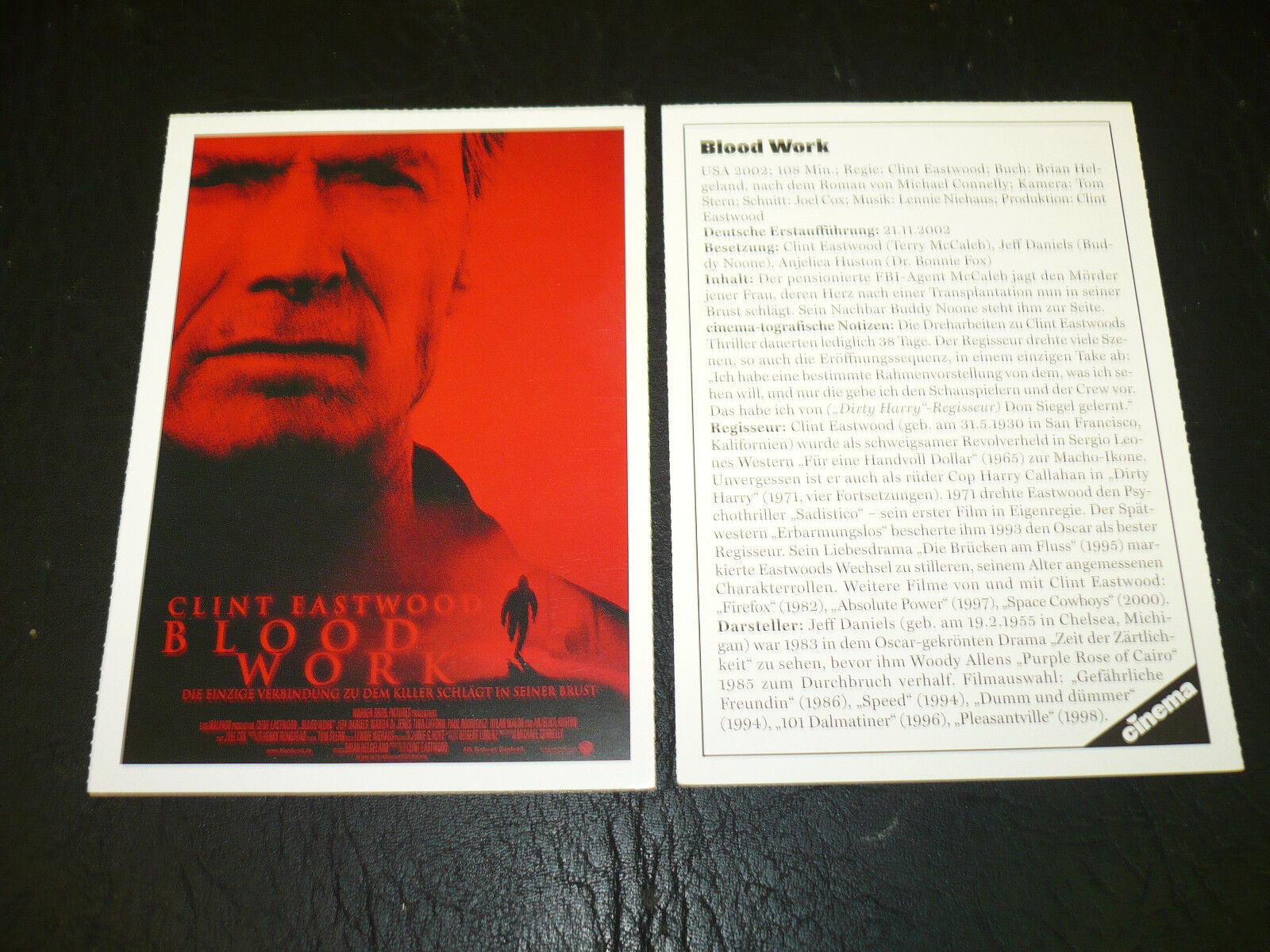 BLOOD WORK film card Max 65% OFF Clint Eastwood shopping Jeff Hu Daniels Anjelica