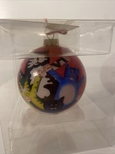 Christmas Inside Hand Painted Hand Blown Glass Ornament Four Cute Cats