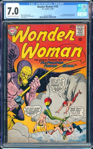 CGC 7.0 F/VF == 1964 WONDER WOMAN #150 / Wonder Girl / Mer-Boy & Bird ...