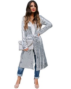 sequin maxi coat
