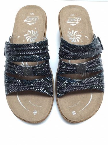 Abeo Women's Wedge Slides Heels Strappy Sandals Snake Print Multi Color Size 7 - Picture 4 of 12