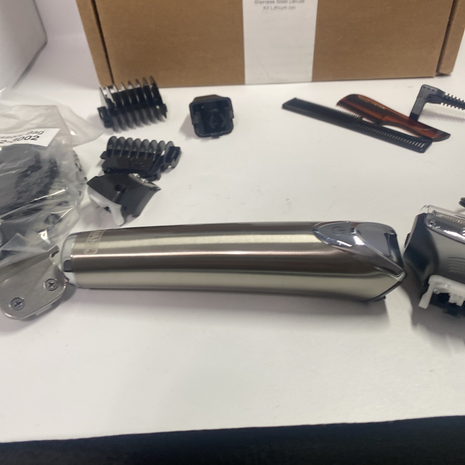 Wahl 09864SS Stainless Steel Trimmer Deluxe Kit Detachable Attachments