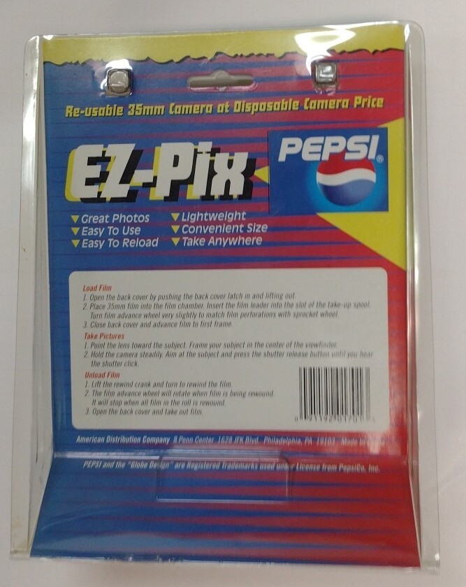 Pepsi Cola Camera 35mm Re-usable Point & Shoot EZ - PIX Cam SEALED