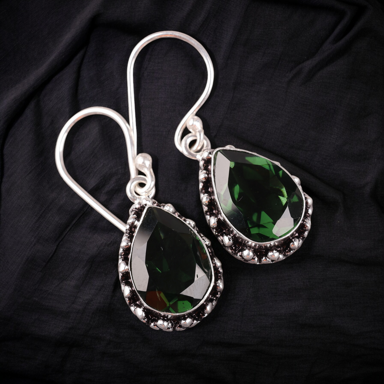 Green Tourmaline Gemstone 925 Sterling Silver Earring Handmade jewelry Earring