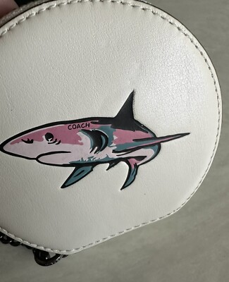 NEW COACH SHARKY CHALK/MULTI ROUND COIN CASE 27476 | eBay