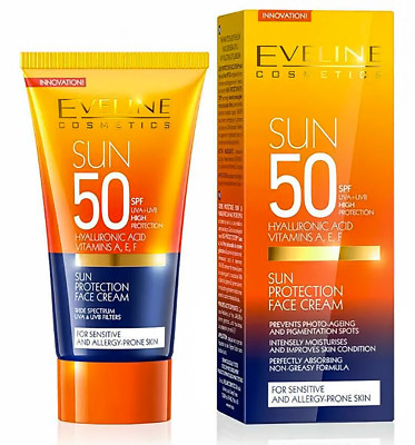 Eveline Cosmetics Sun Protection Face Cream SPF 50 Uva Uvb 1.76 fl Oz 50ml