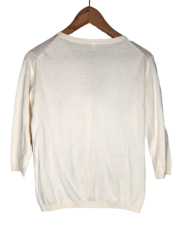 Muji Girls Ivory Organic Cotton 3/4 Sleeve Cardigan Size US 11-12 New With Tags - Picture 2 of 9