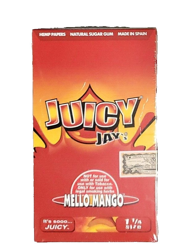 JUICY JAY S  rolling papers 24 Ct Box Mello Mango 1/1/4 size