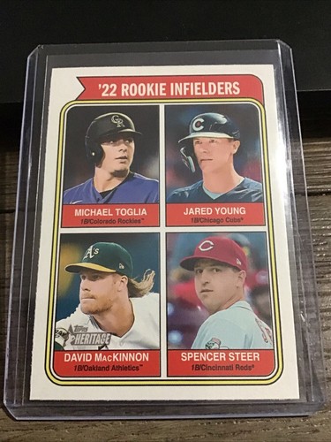 Spencer Steer 2023 Topps Heritage Short Print #499 SP '22 Rookie Infielders