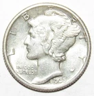 1935 Mercury Dime AU (J115)
