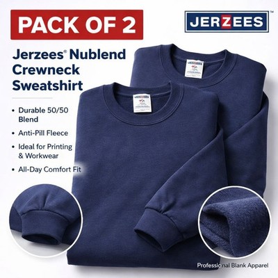 Jerzees Unisex NuBlend Crewneck Sweatshirt (Pack of 2)