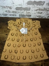 NWT! Kate Quinn Short Sleeve Cowgirl Dress Horseshoes Print Brown Size 12-18M