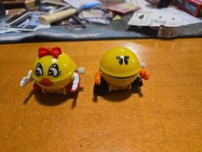 PAC-MAN  MRS. PAC-MAN Wind-Up Chomp-a-Ghost 1980  s Tomy Macao Mint w/ Stickers