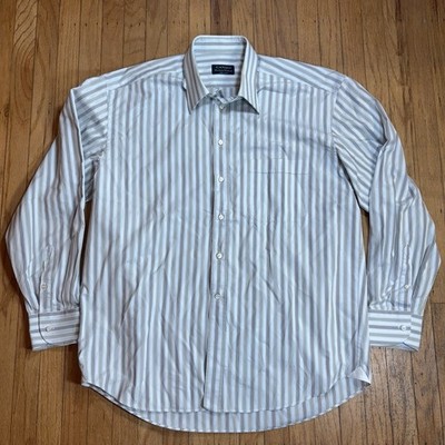 Canali Exclusive Dress Shirt 45 17.75 17 3/4 Long Sleeve Button Up Cotton Stripe