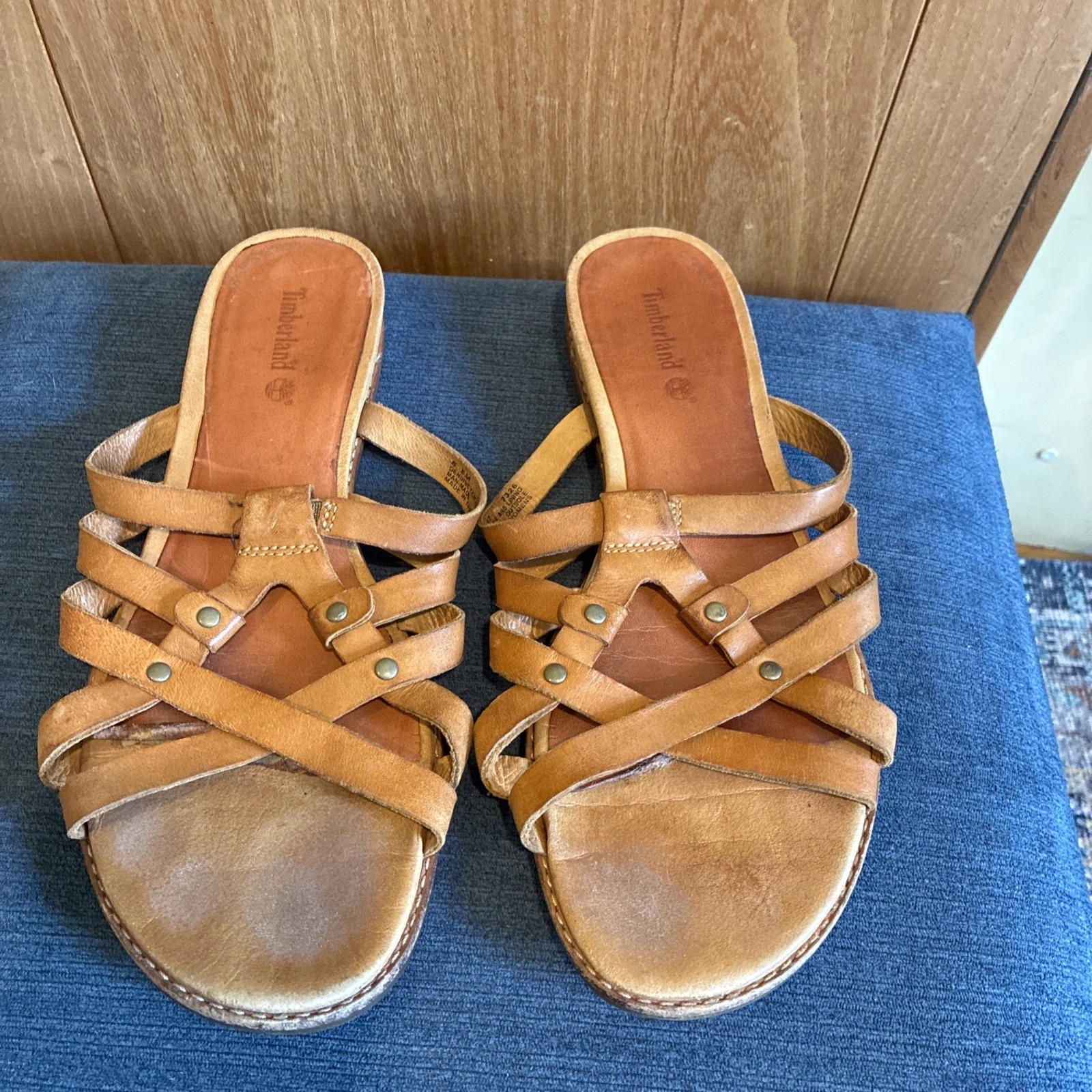 Sandali Timberland donna taglia 8 5 pelle marrone chiaro con borchie
