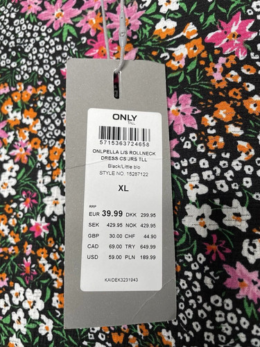 NWT ONLY Exclusive Turtle Neck Very Long Maxi Dress Floral Side Slit XL Tall - Picture 2 of 7