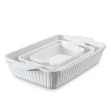 DOWAN Casserole Dishes for Oven, Baking Dishes Set, Ceramic Bakeware Sets of ...
