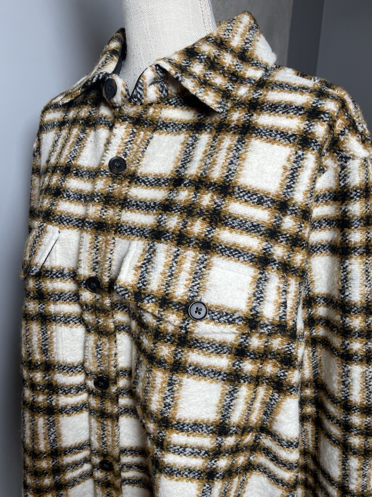 Express Plaid Wool Blend Shacket Jacket Womens XL… - image 5