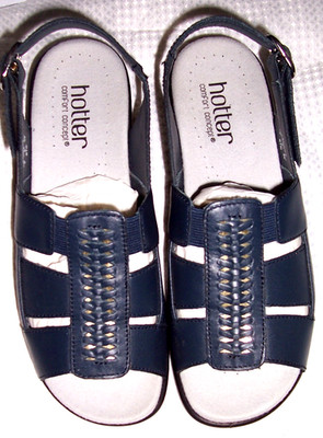 Hotter Women's Size 5 Comfort Concept Navy Candice Ankle Strap Sandals NEW
