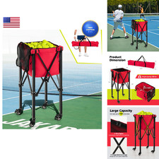 Sporfit Tennis Ball Hopper Cart Wheels Portable Tennis Ball Basket Holds 150