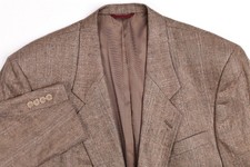 Vintage Hart Schaffner Marx Brown Silk Herringbone Blazer Jacket 43 R