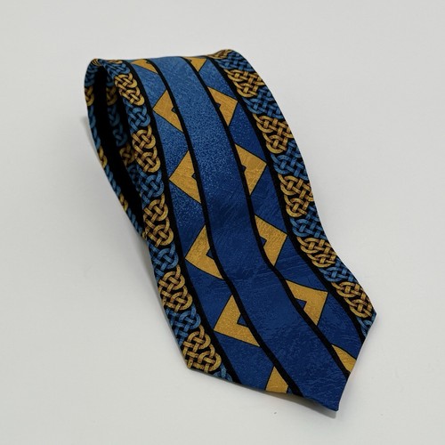 Rush Limbaugh Tie No Boundaries 100% Silk Necktie Blue Yellow Gold Knot Chain