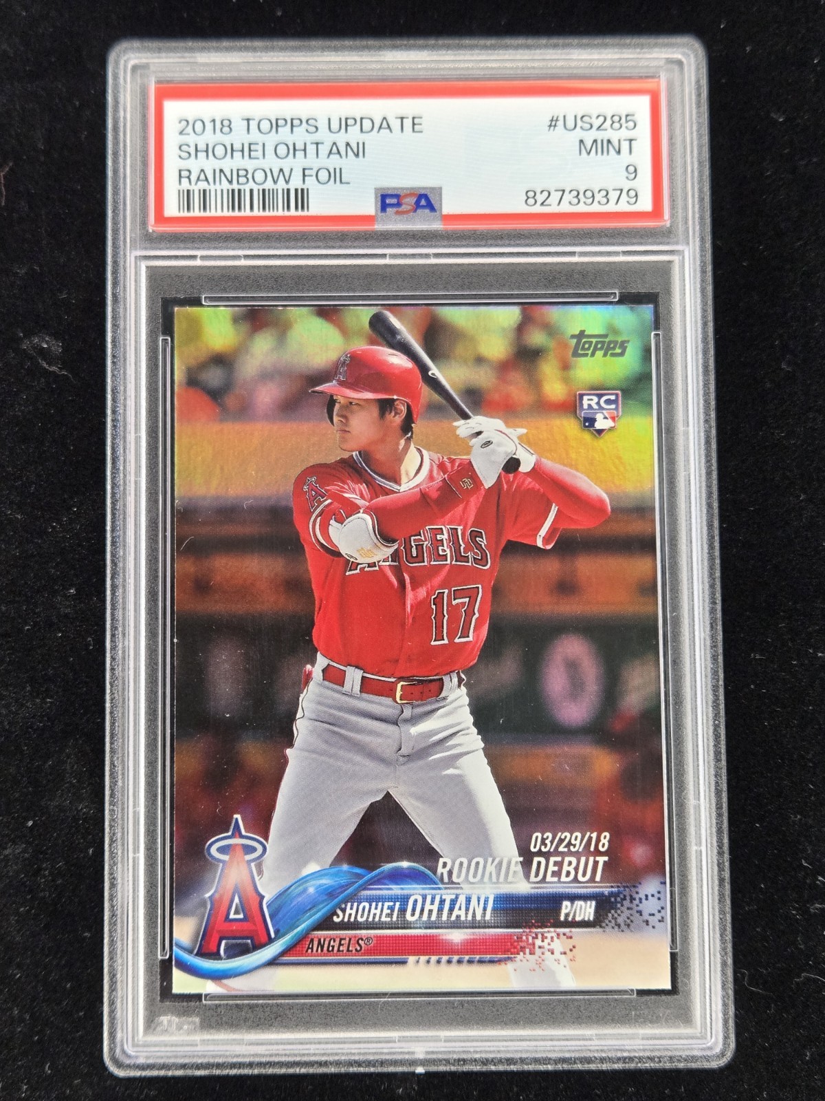 2018 Topps Update #US285 Rookie Debut Rainbow Foil RC Shohei Ohtani PSA 9 MINT