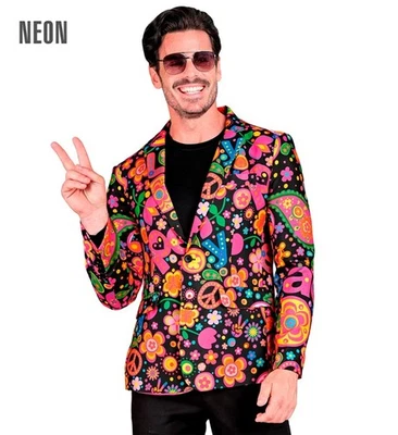 Widmann Neon Hippie Party Fashion Jacket (Jacket) (M) Different Colors - Imagen 1 de 4