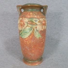 New ListingRoseville Pottery Dahlrose Cabinet Vase Shape 363-6 Brown Floral Cottagecore