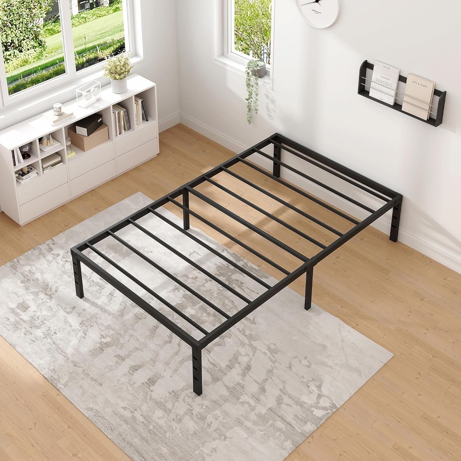 Metal Bed Frame,Twin Size Bed Frame with Storage Space,Heavy Duty Sturdy.